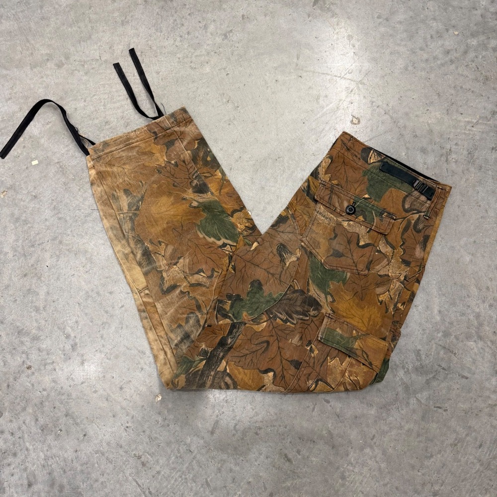 Hi-Sport Vintage Leaf Camo Jungle Fatigue Cargo Pants Mens Medium Brown Green